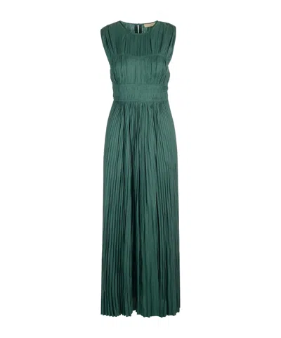 Ulla Johnson Round Neck Pleated Dress In Green
