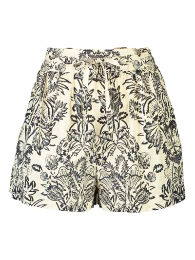 Ulla Johnson Rowan Belted Floral Shorts In Neutral