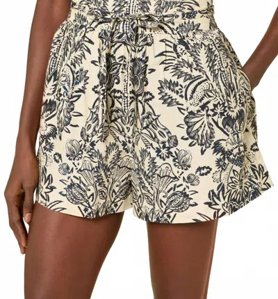 Ulla Johnson Rowan Belted Shorts In Ivory Flora In Blue
