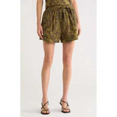 Ulla Johnson Rowan Tie Waist Shorts In Olive Flora