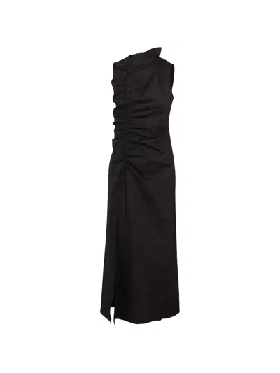 Ulla Johnson Ruched Jacquard Dress In Black