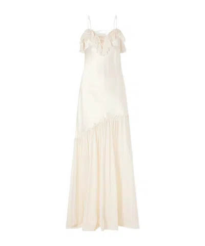 Ulla Johnson Elaria Ruched Silk Maxi Dress In Neutral