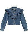 Ulla Johnson The Mathilde Ruffled Denim Shirt In Blue