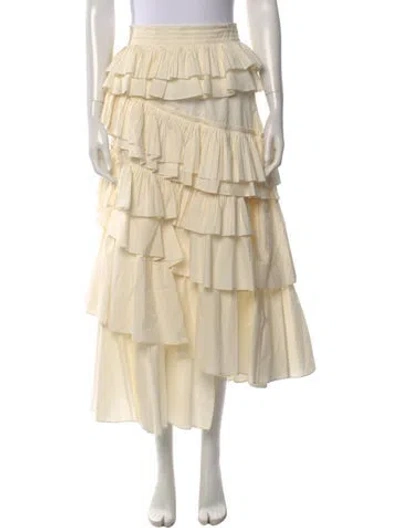 Pre-owned Ulla Johnson Ruffle Embellishment Long Skirt In Neutral