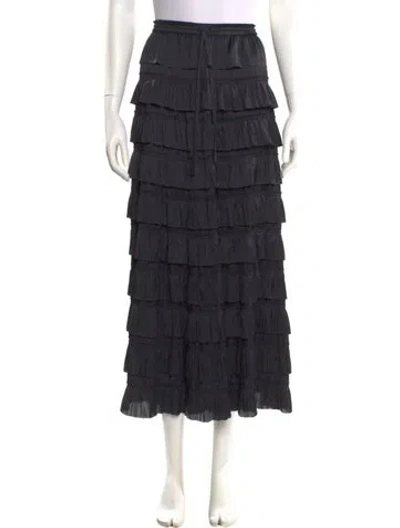 Pre-owned Ulla Johnson Ruffle Embellishment Midi Length Skirt In Black