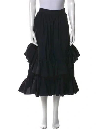 Pre-owned Ulla Johnson Ruffle Embellishment Midi Length Skirt In Black