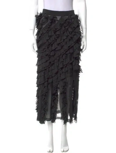 Pre-owned Ulla Johnson Ruffle Embellishment Midi Length Skirt In Black
