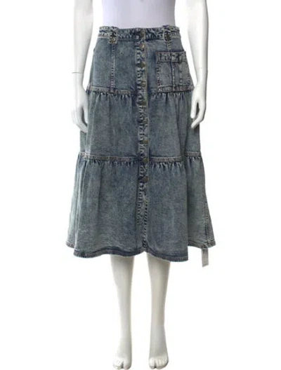 Pre-owned Ulla Johnson Ruffle Embellishment Midi Length Skirt In Blue