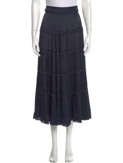 Pre-owned Ulla Johnson Ruffle Embellishment Midi Length Skirt In Blue