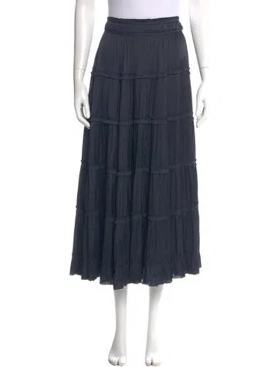 Pre-owned Ulla Johnson Ruffle Embellishment Midi Length Skirt In Blue