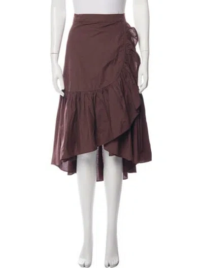 Pre-owned Ulla Johnson Ruffle Embellishment Midi Length Skirt In Burgundy
