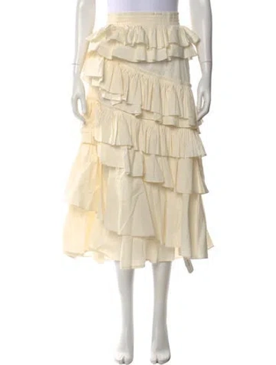 Pre-owned Ulla Johnson Ruffle Embellishment Midi Length Skirt In Neutral