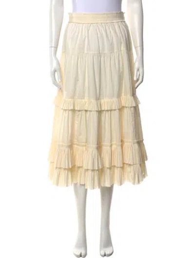 Pre-owned Ulla Johnson Ruffle Embellishment Midi Length Skirt In Neutrals