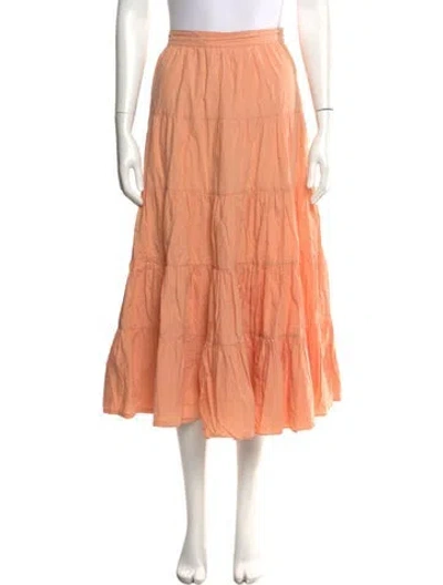 Pre-owned Ulla Johnson Ruffle Embellishment Midi Length Skirt In Orange