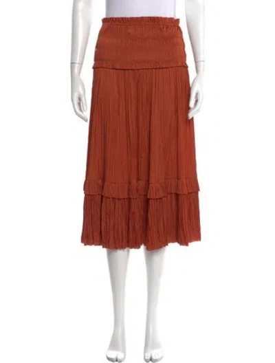 Pre-owned Ulla Johnson Ruffle Embellishment Midi Length Skirt In Orange