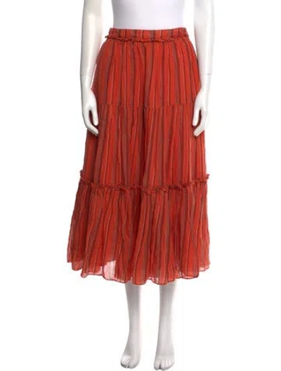 Pre-owned Ulla Johnson Ruffle Embellishment Midi Length Skirt In Orange