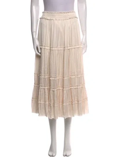 Pre-owned Ulla Johnson Ruffle Embellishment Midi Length Skirt In White
