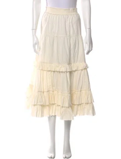 Pre-owned Ulla Johnson Ruffle Embellishment Midi Length Skirt In White