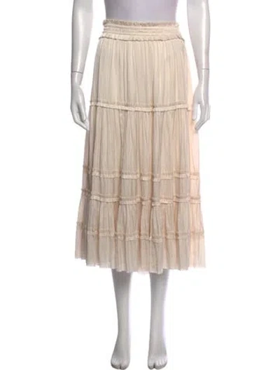 Pre-owned Ulla Johnson Ruffle Embellishment Midi Length Skirt In White