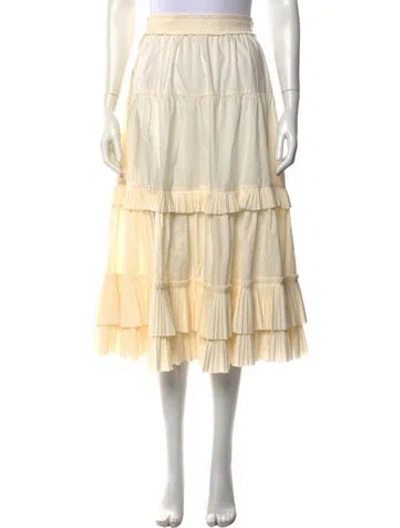 Pre-owned Ulla Johnson Ruffle Embellishment Midi Length Skirt In White