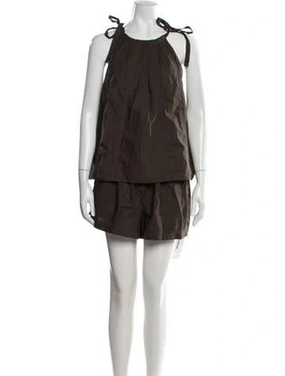 Pre-owned Ulla Johnson Ruffle Embellishment Short Set In Brown