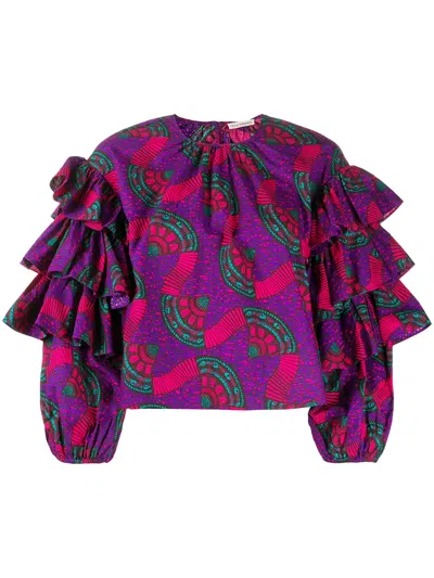 Ulla Johnson Ruffle-sleeve Blouse In Multi