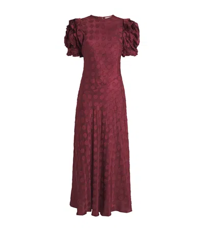 Ulla Johnson Ruffle-sleeve Elvia Midi Dress In Burgundy