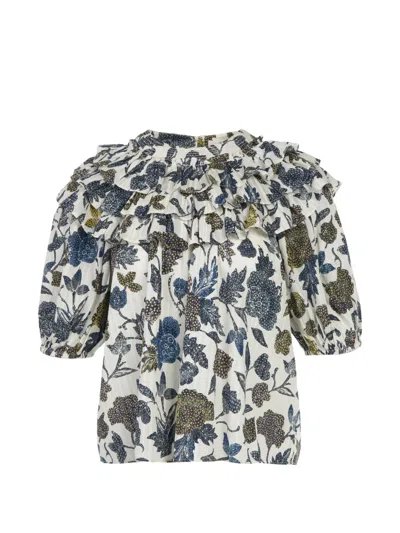 Ulla Johnson Ruffled Floral Blouse In Multi