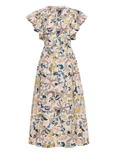 Ulla Johnson Ruffled Floral Dress In Blue
