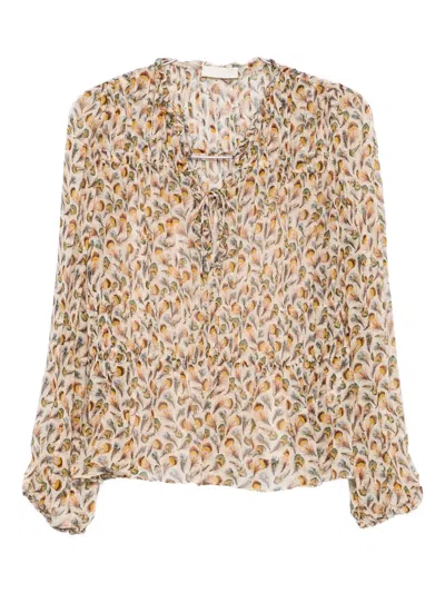Ulla Johnson Ruffled Floral-print Top In Brown