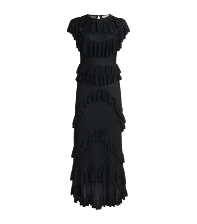Ulla Johnson Magnolia Ruffled Knit Maxi Skirt In Black
