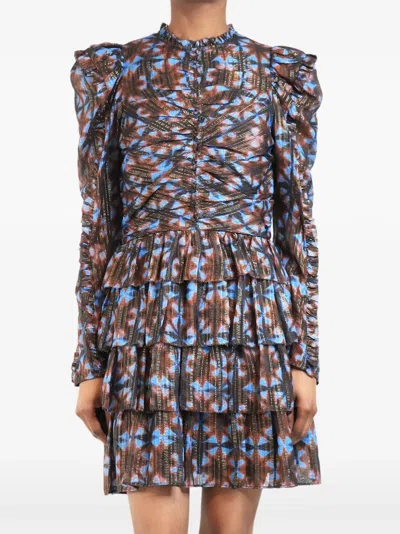 Pre-owned Ulla Johnson Ruffled Mini Dress In Brown