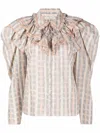 Ulla Johnson Ruffled-neck Check Pattern Blouse In Multi