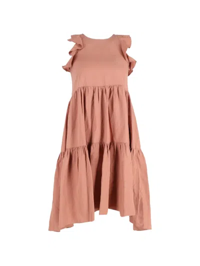 Pre-owned Ulla Johnson Ruffled-sleeve Tiered Dress In Neutral