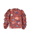 Ulla Johnson Ruffled Sleeve Top In Red Cotton In Red