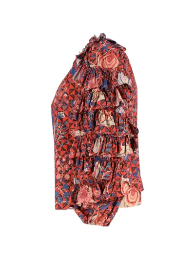 Pre-owned Ulla Johnson Ruffled-sleeve Top In Red