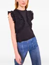 Ulla Johnson Val Sleeveless Ruffled Top In Noir In Black