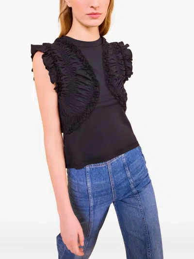 ULLA JOHNSON RUFFLED SMOCKED TOP