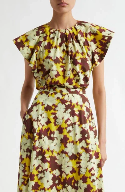 ULLA JOHNSON ULLA JOHNSON RUMI PRINT FLUTTER SLEEVE TOP