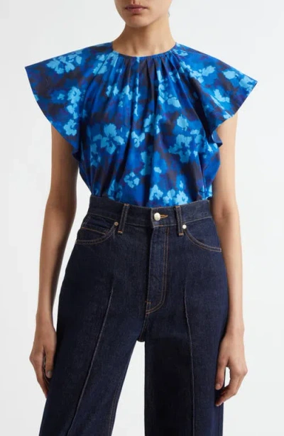 ULLA JOHNSON ULLA JOHNSON RUMI PRINT FLUTTER SLEEVE TOP