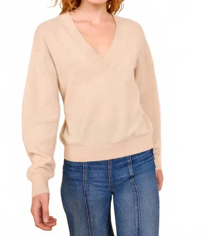 Ulla Johnson Ryla Cashmere V Neck Pullover Sweater In Melange In Multi