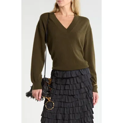 Ulla Johnson Ryla Cashmere V-neck Sweater In Green