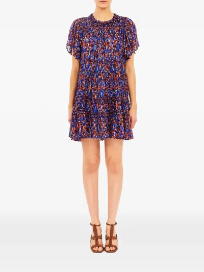 Ulla Johnson Ryla Floral Silk Chiffon Mini Dress In Purple