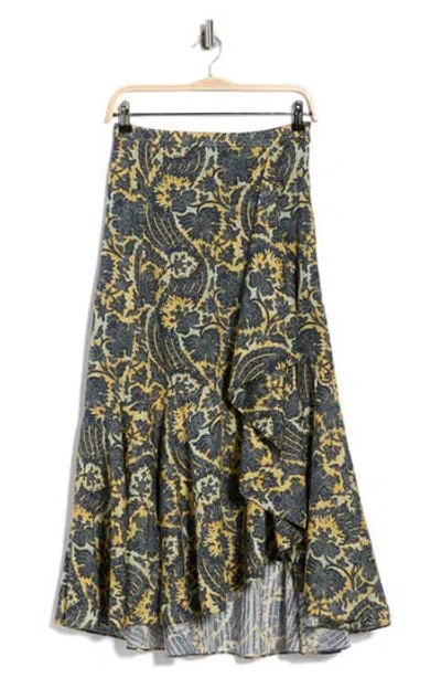 Ulla Johnson Sabina Cascasde Ruffle Cotton Blend Skirt In Green