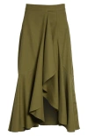 Ulla Johnson Sabina Cascasde Ruffle Cotton Blend Skirt In Lichen