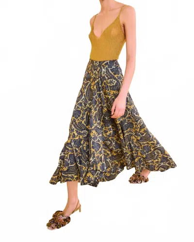 Ulla Johnson Sabina Faux Wrap Midi Skirt In Luna In Gold