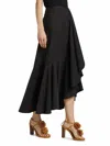 Ulla Johnson Sabina Ruffled Cotton-blend Midi Skirt In Noir In Black