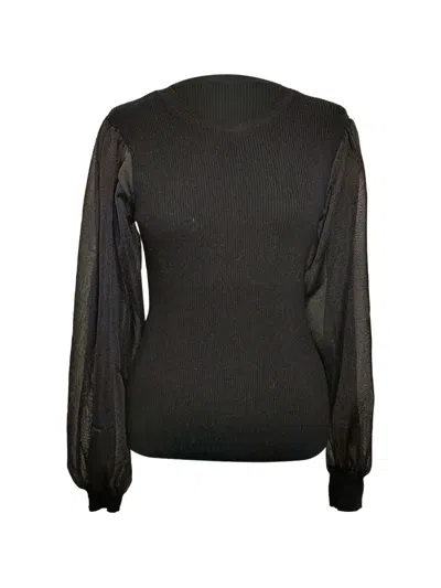 Pre-owned Ulla Johnson Sabrina Puff-sleeve Sweater In Black
