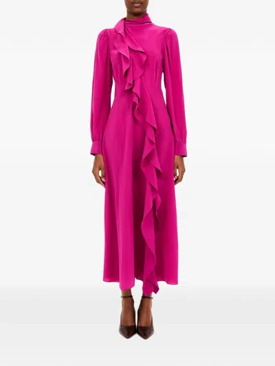 Ulla Johnson Sabrina Ruffled Midi Dress In Pink