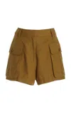 Ulla Johnson Sadie Cotton-blend Utility Shorts In Olive